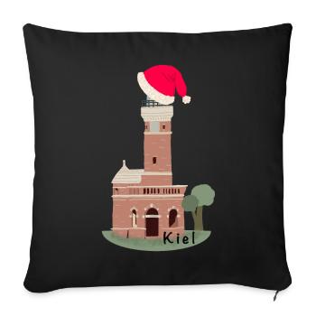 Christmas, Kiel Lighthouse Holtenau - Sofa pillowcase 17,3'' x 17,3'' (45 x 45 cm) - black - Front