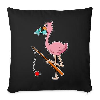 Pêche au poisson pêcheur flamant rose - Housse de coussin décorative 45 x 45 cm - noir - Devant