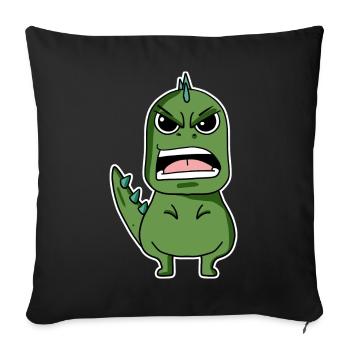 Dino en colère - Housse de coussin décorative 45 x 45 cm - noir - Devant