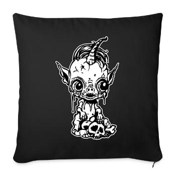 Mignon bébé licorne zombie - Housse de coussin décorative 45 x 45 cm - noir - Devant