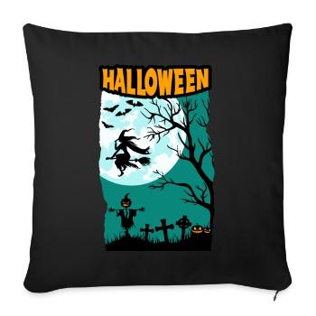 Halloween with witch full moon pumpkins and cemetery - Sofa pillowcase 17,3'' x 17,3'' (45 x 45 cm) - black - Front