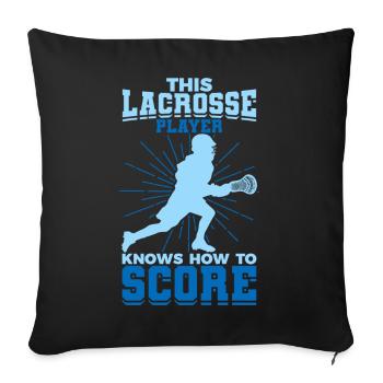 Garçon jouant à la crosse - Housse de coussin décorative 45 x 45 cm - noir - Devant