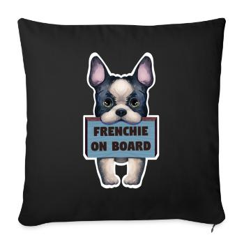 French bulldog sticker on board - Sofa pillowcase 17,3'' x 17,3'' (45 x 45 cm) - black - Front