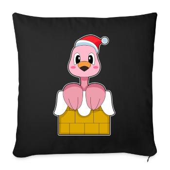 Chapeau de Noël flamant rose - Housse de coussin décorative 45 x 45 cm - noir - Devant