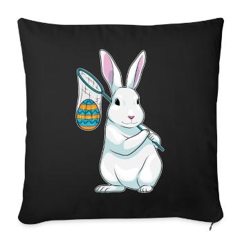 Bunny Easter Fishing - Sofa pillowcase 17,3'' x 17,3'' (45 x 45 cm) - black - Front