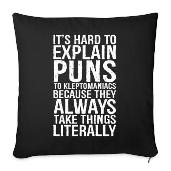 It's hard to explain puns funny shirt - Housse de coussin décorative 45 x 45 cm - noir - Devant