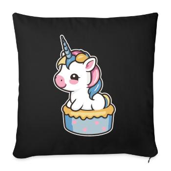 Unicorn Cake - Sofa pillowcase 17,3'' x 17,3'' (45 x 45 cm) - black - Front
