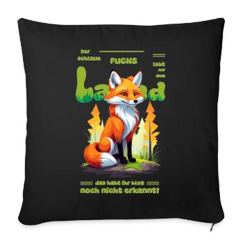 Der schlaue Fuchs vom Land - Sofakissenbezug 45 x 45 cm - Schwarz - Vorne