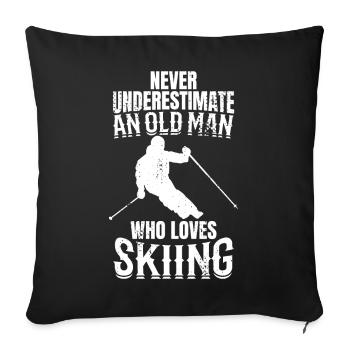 Grand-père skieur - Housse de coussin décorative 45 x 45 cm - noir - Devant