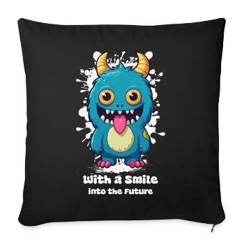 Sourire de monstre - Housse de coussin décorative 45 x 45 cm - noir - Devant