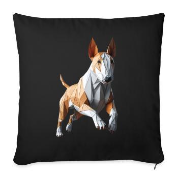 Bullterrier läuft geometrisches 3D-Origami - Sofakissenbezug 45 x 45 cm - Schwarz - Vorne