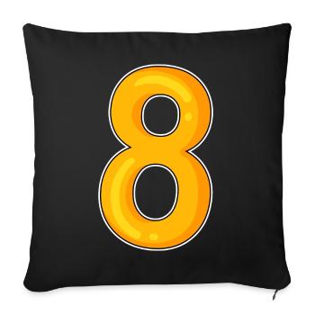 Number 8 Number Yellow Motif - Sofa pillowcase 17,3'' x 17,3'' (45 x 45 cm) - black - Front