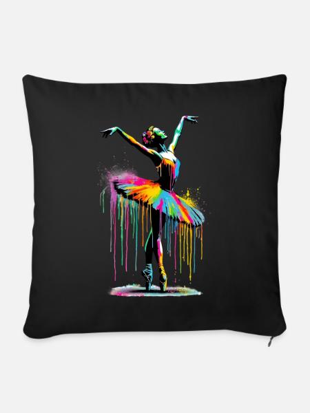 Balletttänzerin mit Tutu - Sofakissenbezug 45 x 45 cm - Schwarz