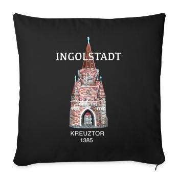 Ingolstadt, kultiges Kreuztor, Bayern - Sofakissenbezug 45 x 45 cm - Schwarz - Vorne