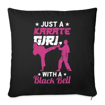 Karaté fille avec ceinture noire - Housse de coussin décorative 45 x 45 cm - noir - Devant