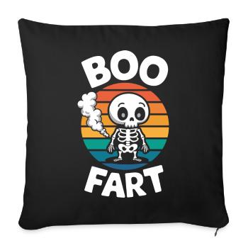 Squelette qui pète – Halloween drôle - Housse de coussin décorative 45 x 45 cm - noir - Devant