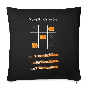 Kürbis Tic Tac Toe Design - Sofakissenbezug 45 x 45 cm - Schwarz - Vorne