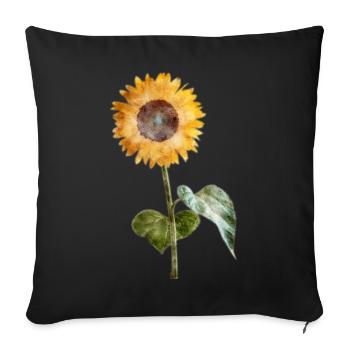 Tournesol - Aquarelle - Housse de coussin décorative 45 x 45 cm - noir - Devant