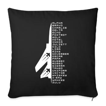 Alphabet phonétique - Housse de coussin décorative 45 x 45 cm - noir - Devant