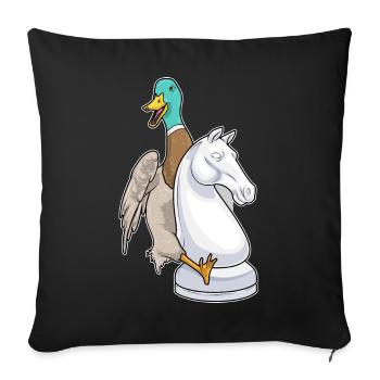 Ente Schachfigur Springer Schach - Sofakissenbezug 45 x 45 cm - Schwarz - Vorne