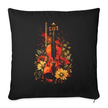 Violin Cartoon - Sofa pillowcase 17,3'' x 17,3'' (45 x 45 cm) - black - Front