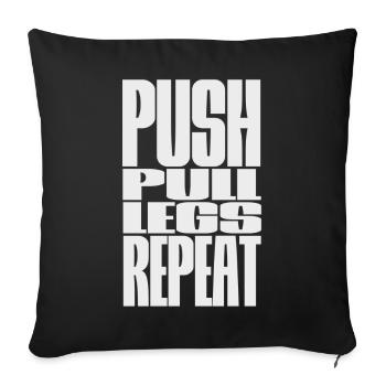 PUSH PULL LEGS WIEDERHOLEN - Sofakissenbezug 45 x 45 cm - Schwarz - Vorne