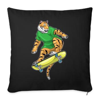 Tiger Skater Skateboard - Sofa pillowcase 17,3'' x 17,3'' (45 x 45 cm) - black - Front