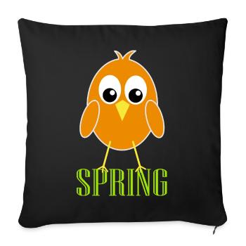 Oiseau printanier ludique avec de grands yeux - Housse de coussin décorative 45 x 45 cm - noir - Devant