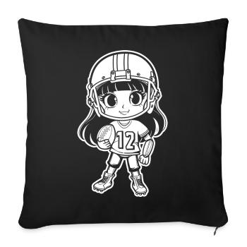 Cartoon American Football Girl - Sofa pillowcase 17,3'' x 17,3'' (45 x 45 cm) - black - Front