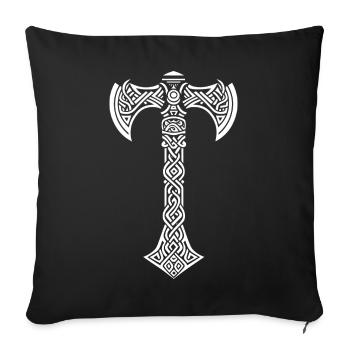 Mjöllnir symbole viking - Housse de coussin décorative 45 x 45 cm - noir - Devant
