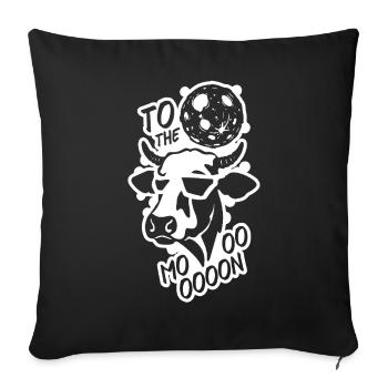 Drôle de vache de l’espace sur la lune - Housse de coussin décorative 45 x 45 cm - noir - Devant
