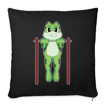 Grenouille Bodybuilder Tractions Musculation - Housse de coussin décorative 45 x 45 cm - noir - Devant