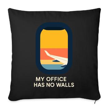 Hôtesse de l’air Personnel navigant commercial Life Aviation - Housse de coussin décorative 45 x 45 cm - noir - Devant