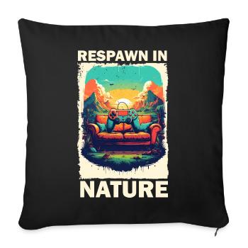 Gaming and nature in retro style - Sofa pillowcase 17,3'' x 17,3'' (45 x 45 cm) - black - Front