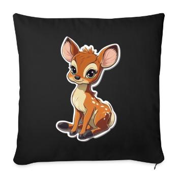 roe deer - Sofa pillowcase 17,3'' x 17,3'' (45 x 45 cm) - black - Front
