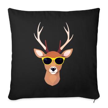 Deer with sunglasses - Sofa pillowcase 17,3'' x 17,3'' (45 x 45 cm) - black - Front