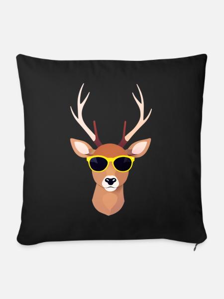 Reh mit Sonnenbrille - Sofakissenbezug 45 x 45 cm - Schwarz