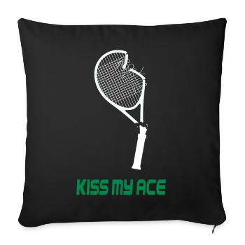 Kiss My Ace - Conception de tennis amusante - Housse de coussin décorative 45 x 45 cm - noir - Devant