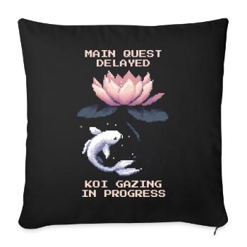Quête principale retardée | Koi Viewing Zen Pond - Housse de coussin décorative 45 x 45 cm - noir - Devant