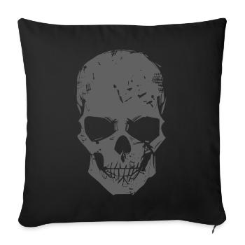 Schädel Grau - Sofakissenbezug 45 x 45 cm - Schwarz - Vorne