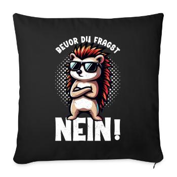 Avant de demander No Hedgehog Mauvaise humeur - Housse de coussin décorative 45 x 45 cm - noir - Devant