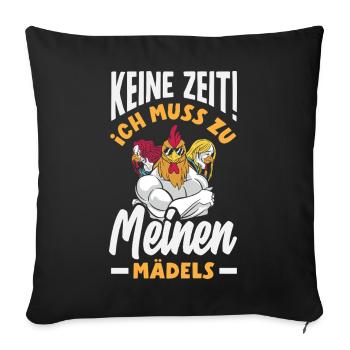 Pas le temps! Je dois aller vers mes filles – des poulets - Housse de coussin décorative 45 x 45 cm - noir - Devant