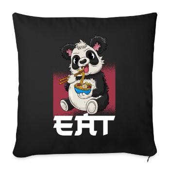Panda Ramen Cuisine japonaise - Housse de coussin décorative 45 x 45 cm - noir - Devant