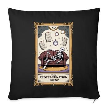 The Procrastination Priest Aufschieber Skelett - Sofakissenbezug 45 x 45 cm - Schwarz - Vorne
