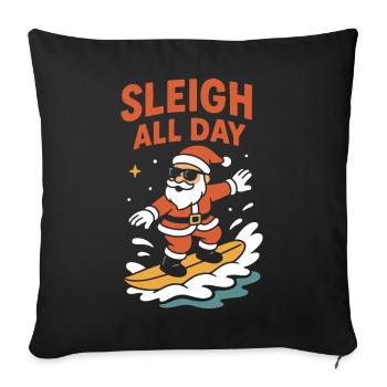 Profiter toute la journée du Père Noël en traîneau : Plaisir de vacances - Housse de coussin décorative 45 x 45 cm - noir - Devant