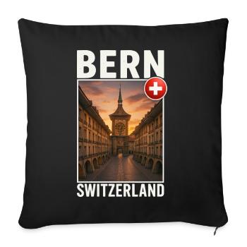 Bern - Housse de coussin décorative 45 x 45 cm - noir - Devant