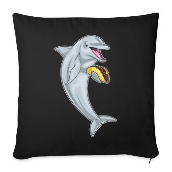 Taco au dauphin - Housse de coussin décorative 45 x 45 cm - noir - Devant