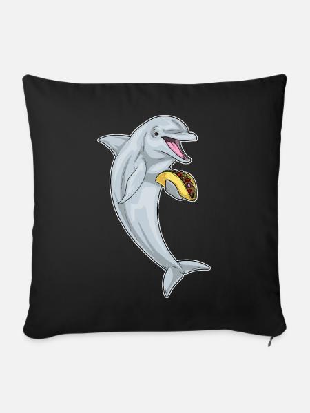 Delfin Taco - Sofakissenbezug 45 x 45 cm - Schwarz