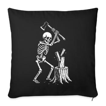 Skelett-Holzfäller-Silhouette - Sofakissenbezug 45 x 45 cm - Schwarz - Vorne