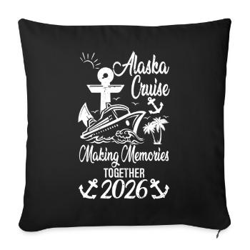 Croisière en Alaska entre amis de famille et groupe - Housse de coussin décorative 45 x 45 cm - noir - Devant